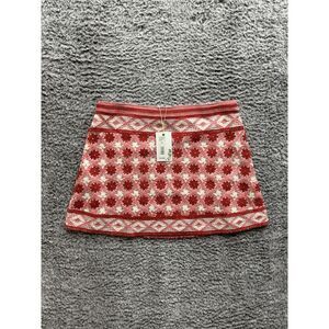 Chelsea & Violet Blossom Hibiscus Floral Print Crochet Coordinating Mini Skirt L